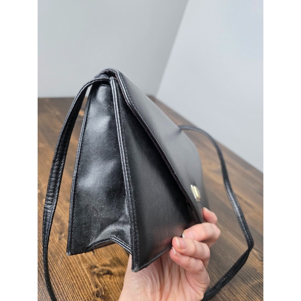 Ande Medium Black Leather Crossbody Bag Purse - Picture 6 of 11